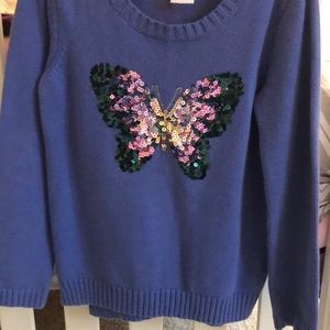 Gymboree size 5/6 purple sweater with sequin butterfly on front